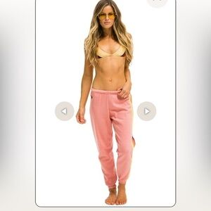 Aviator Nation Pink Sweatpants with Rainbow Stripe